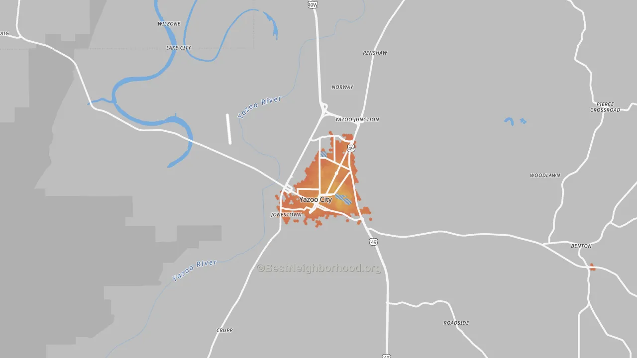 Bike Grade map of 39194, MS
