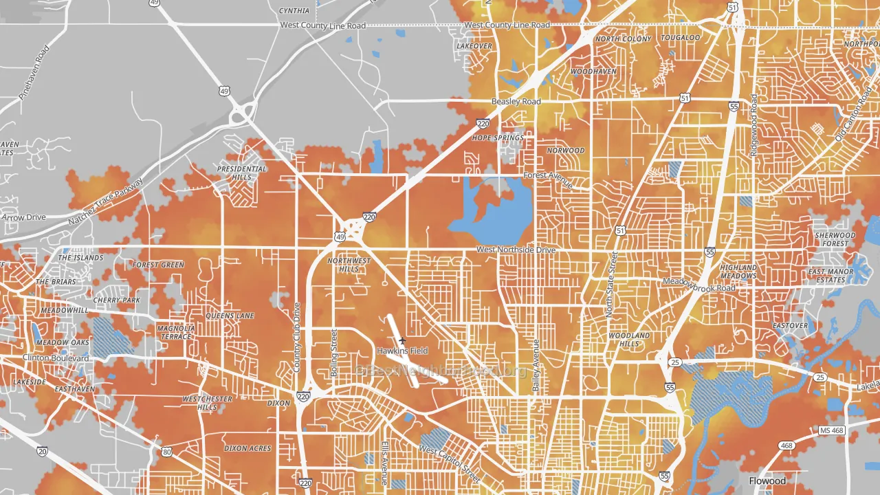 Bike Grade map of 39213, MS