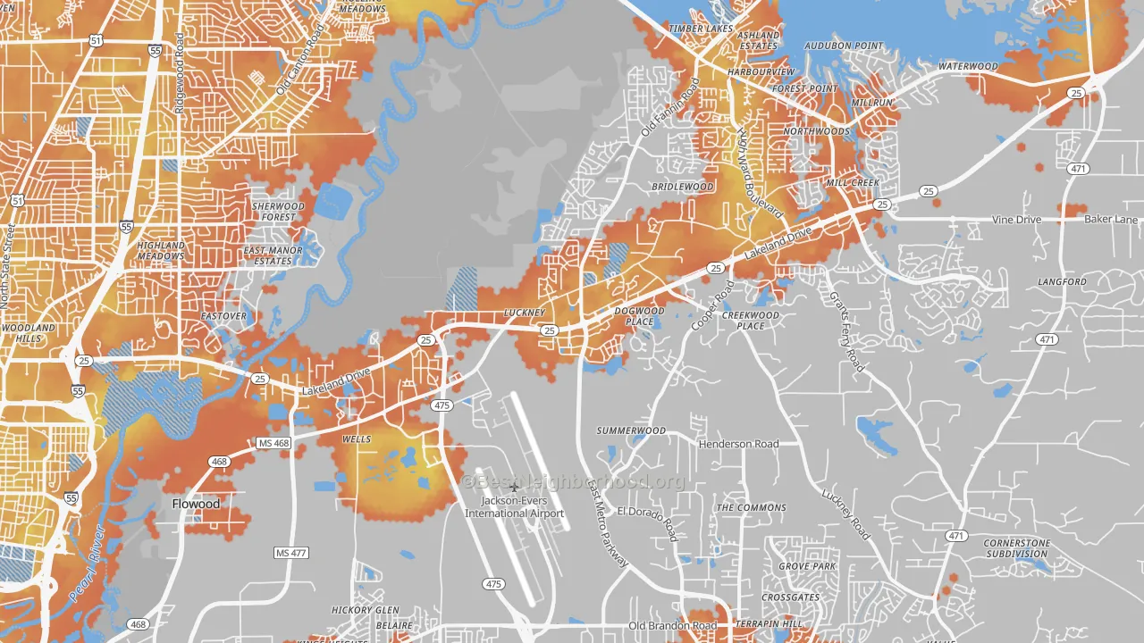 Bike Grade map of 39232, MS