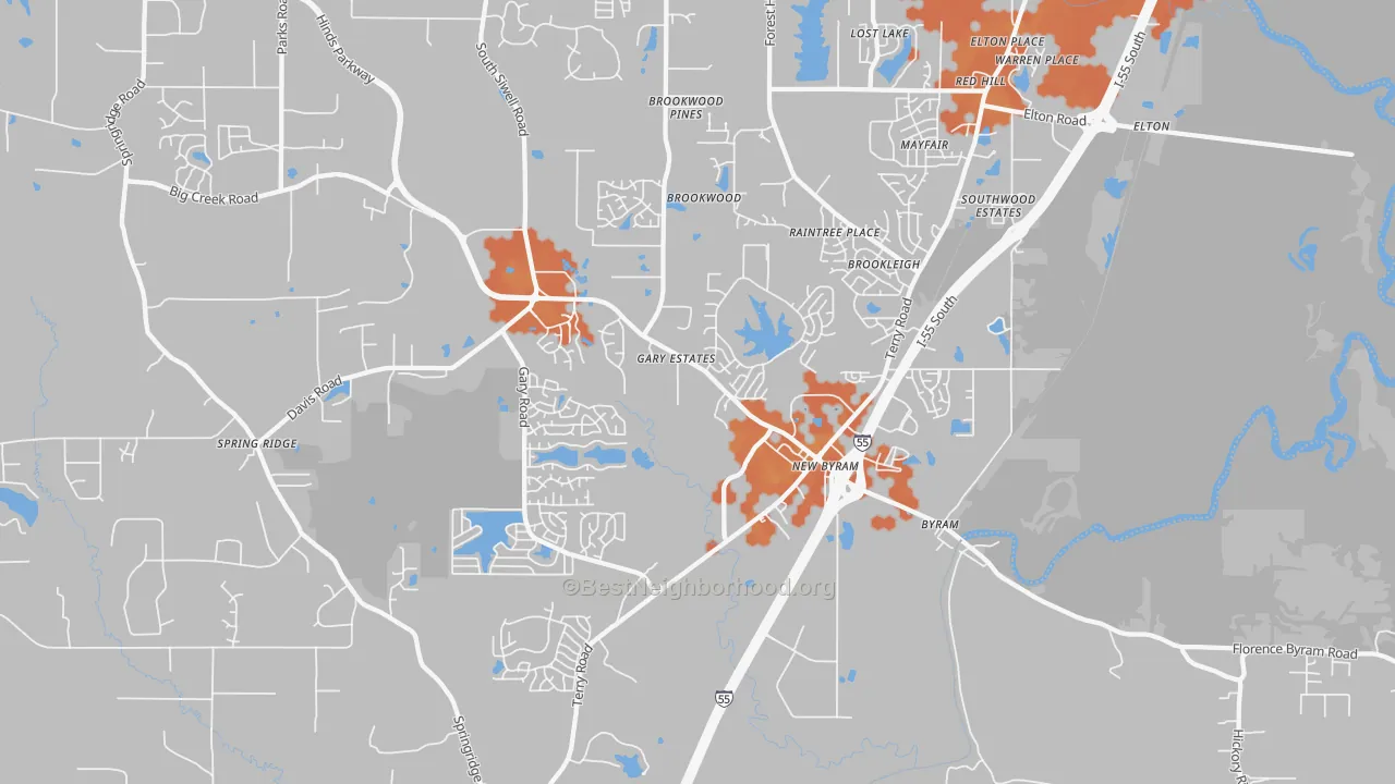 Bike Grade map of 39272, MS