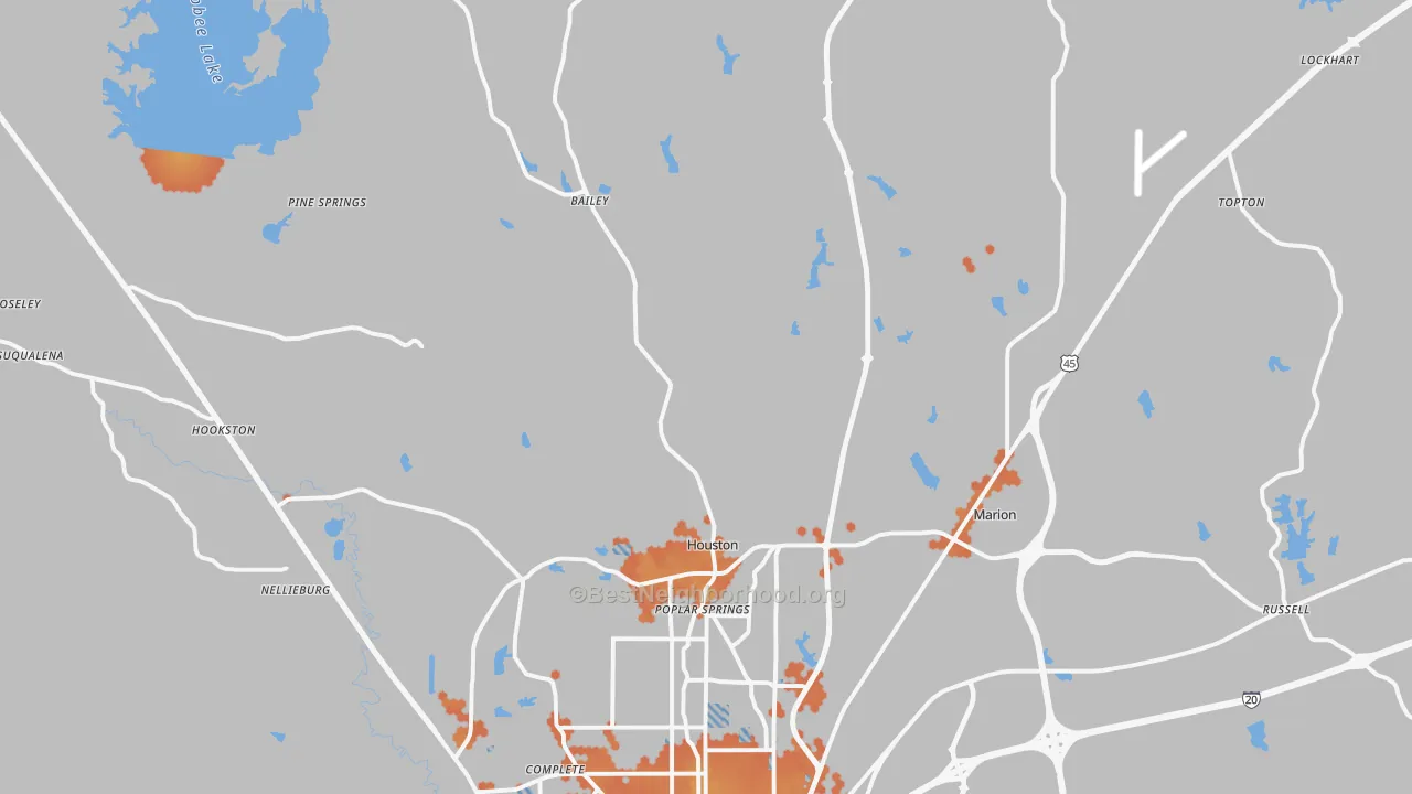 Bike Grade map of 39305, MS