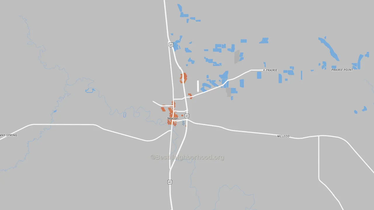 Bike Grade map of 39341, MS