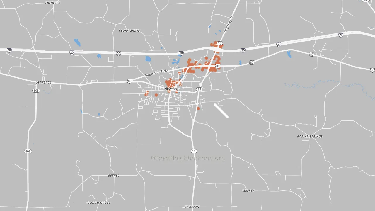 Bike Grade map of 39345, MS