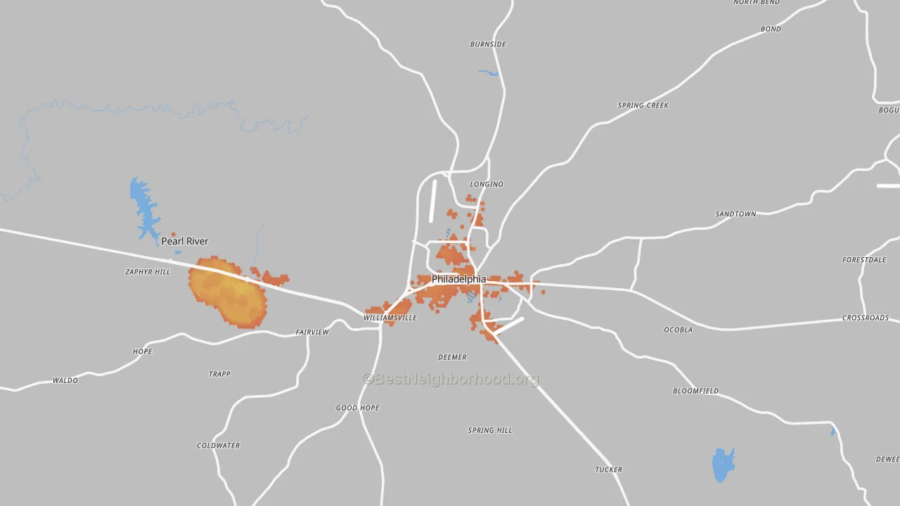 Bike Grade map of 39350, MS