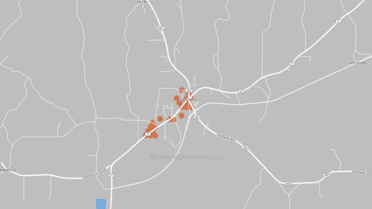 Bike Grade map of 39359, MS