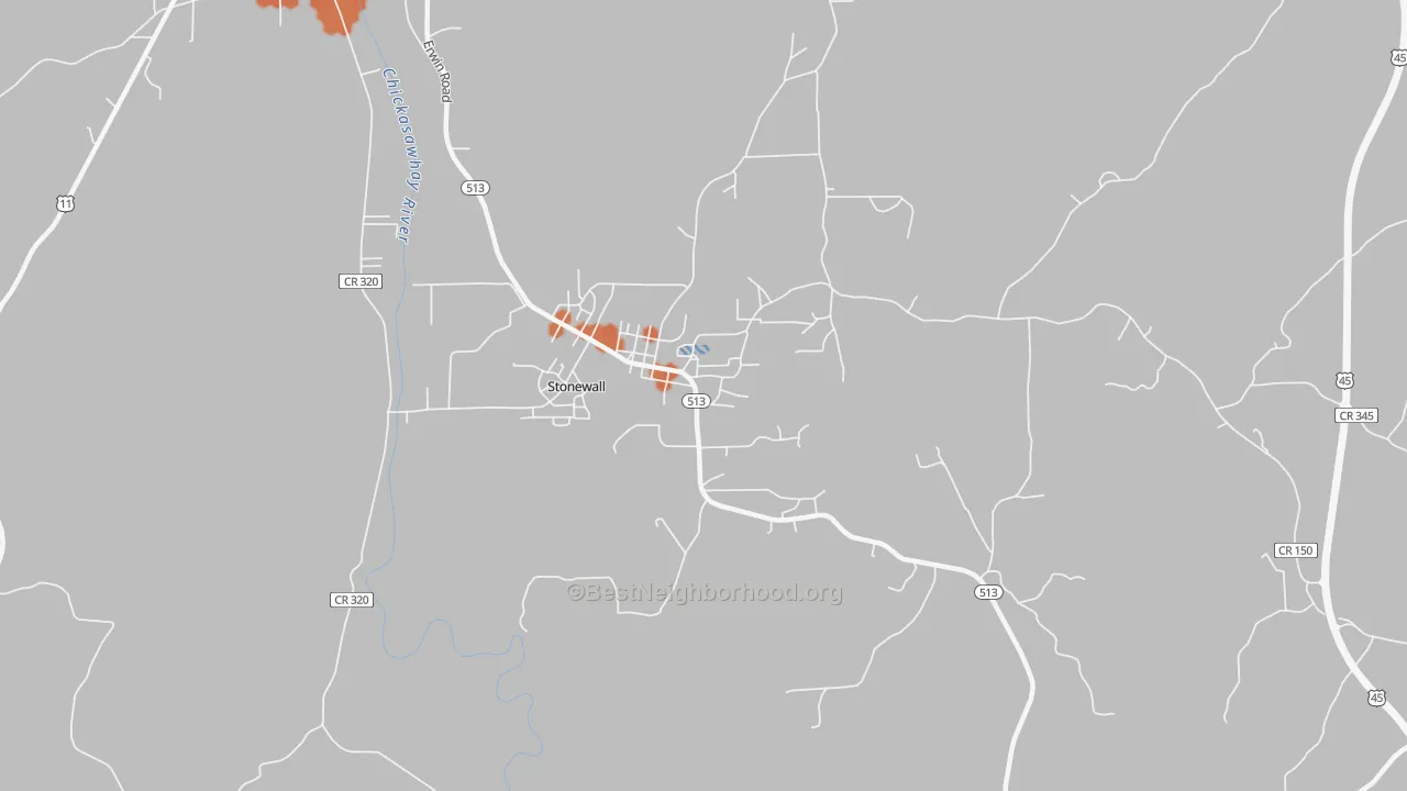Bike Grade map of 39363, MS
