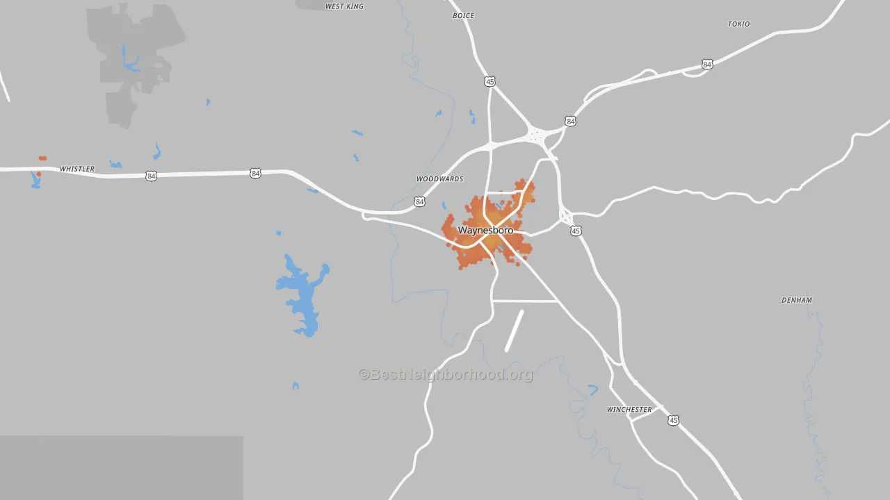 Bike Grade map of 39367, MS