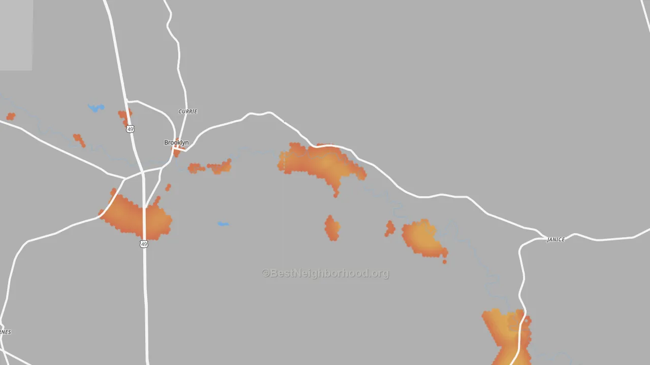 Bike Grade map of 39425, MS