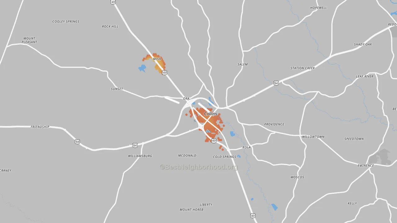 Bike Grade map of 39428, MS