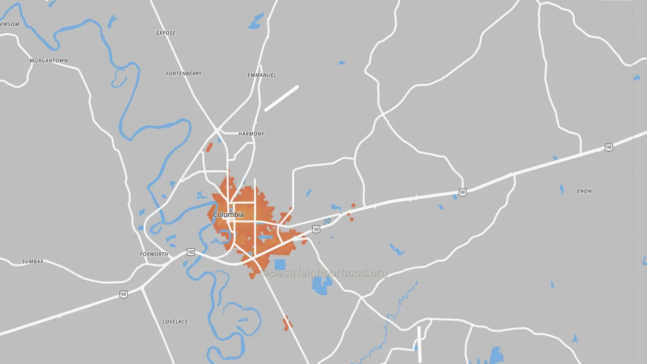 Bike Grade map of 39429, MS