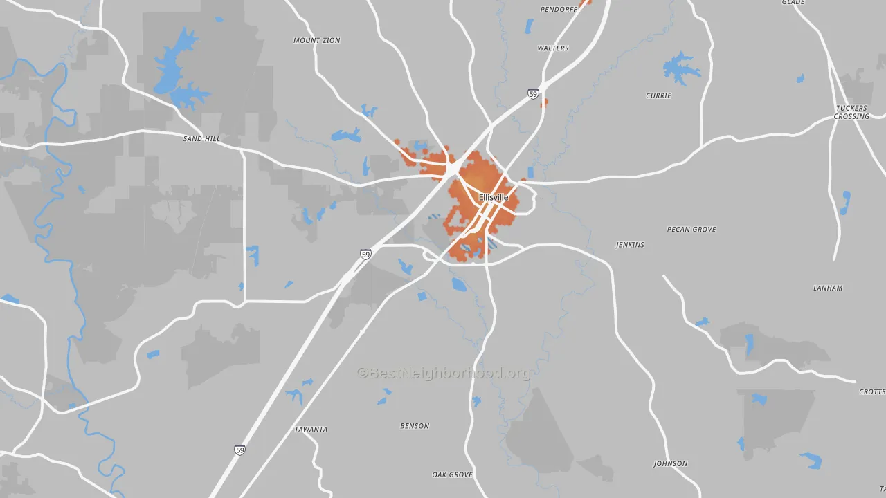 Bike Grade map of 39437, MS
