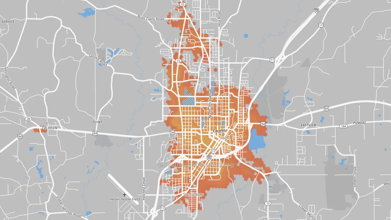 Bike Grade map of 39440, MS