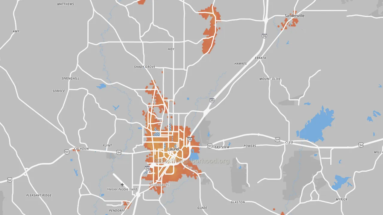 Bike Grade map of 39443, MS