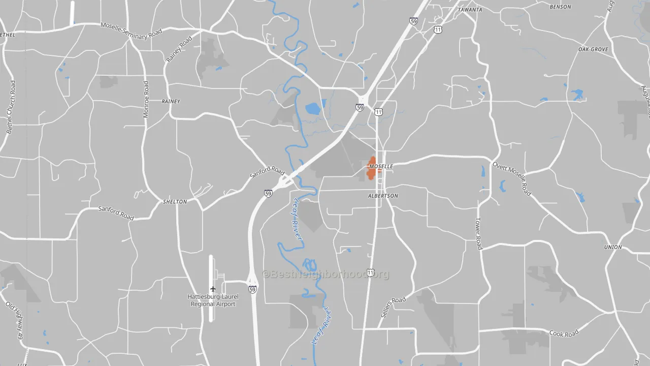 Bike Grade map of 39459, MS