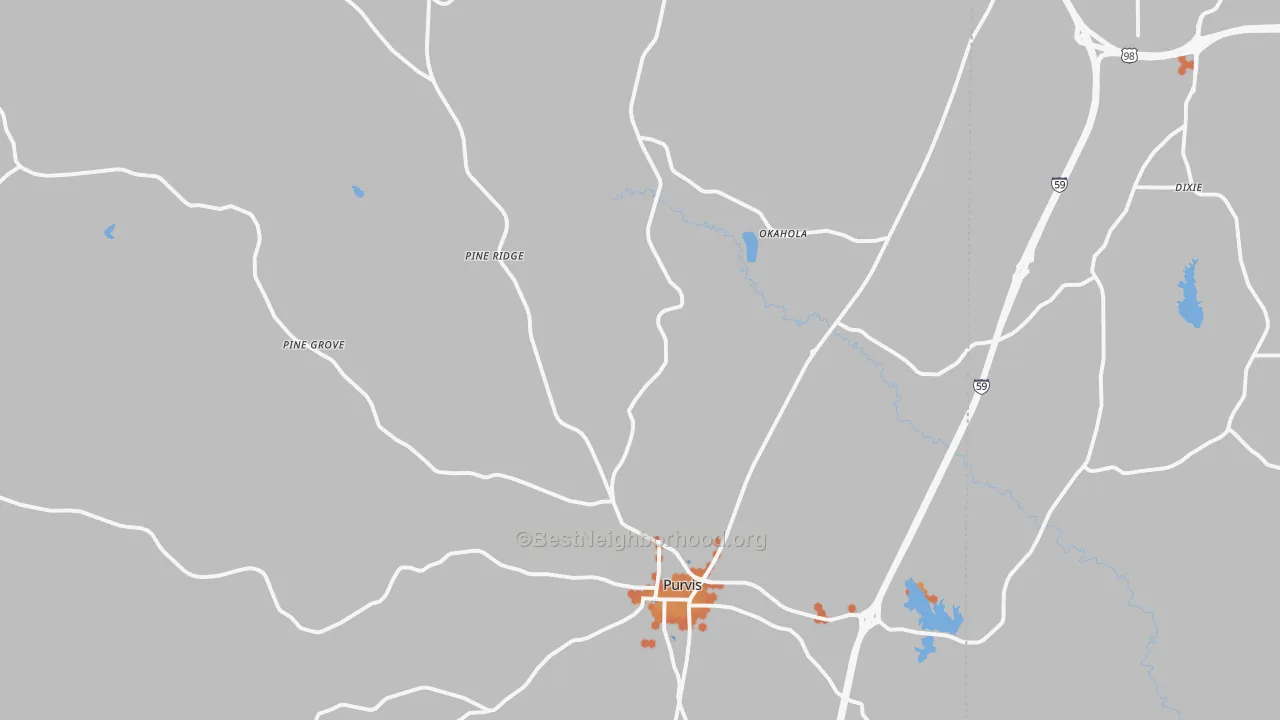 Bike Grade map of 39475, MS