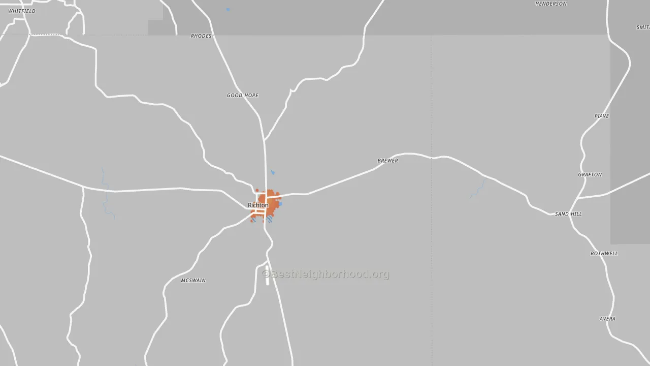 Bike Grade map of 39476, MS