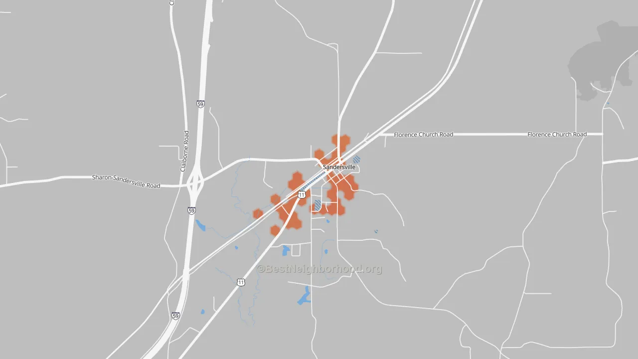 Bike Grade map of 39477, MS