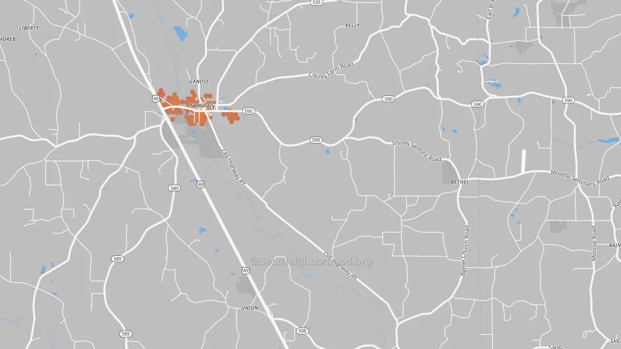 Bike Grade map of 39479, MS