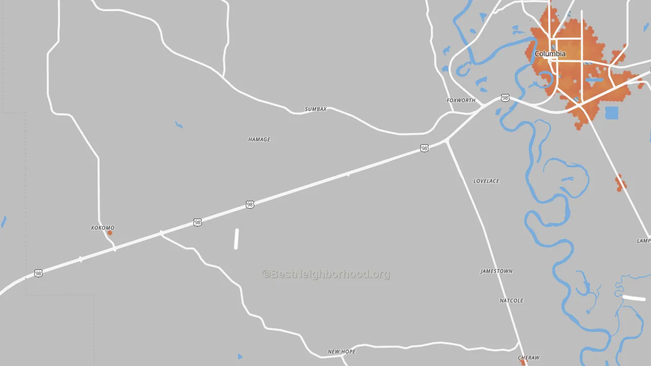 Bike Grade map of 39483, MS