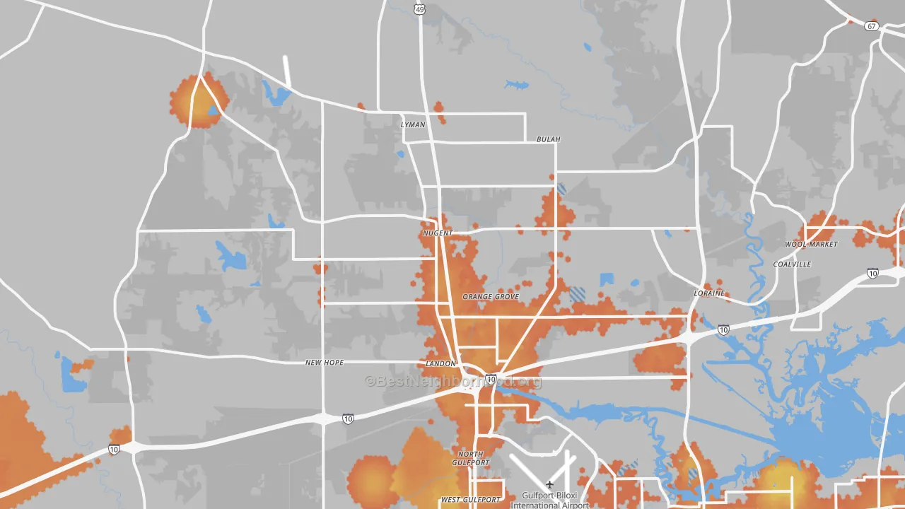 Bike Grade map of 39503, MS