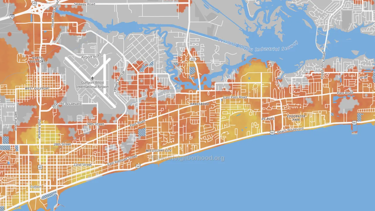 Bike Grade map of 39507, MS