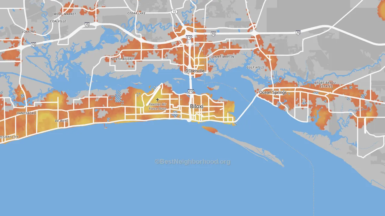 Bike Grade map of 39530, MS