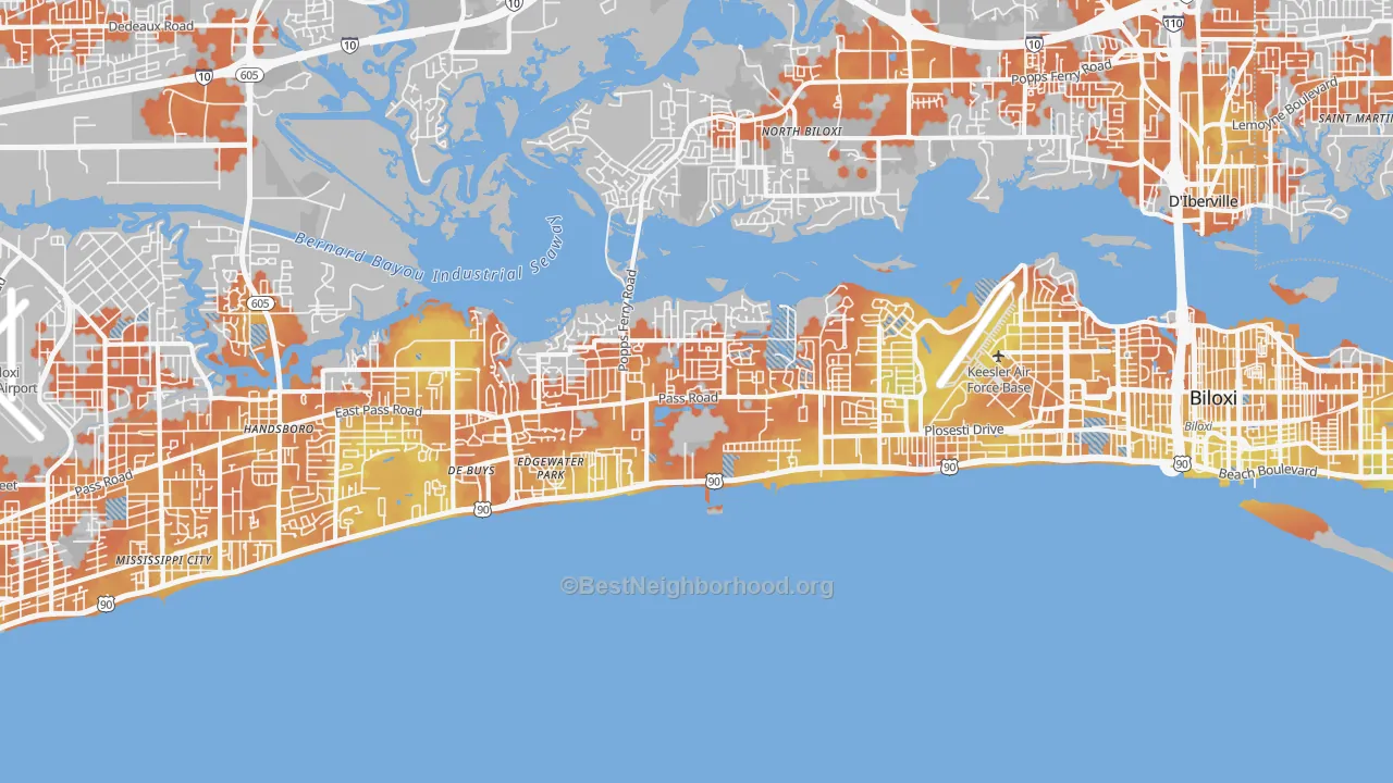 Bike Grade map of 39531, MS