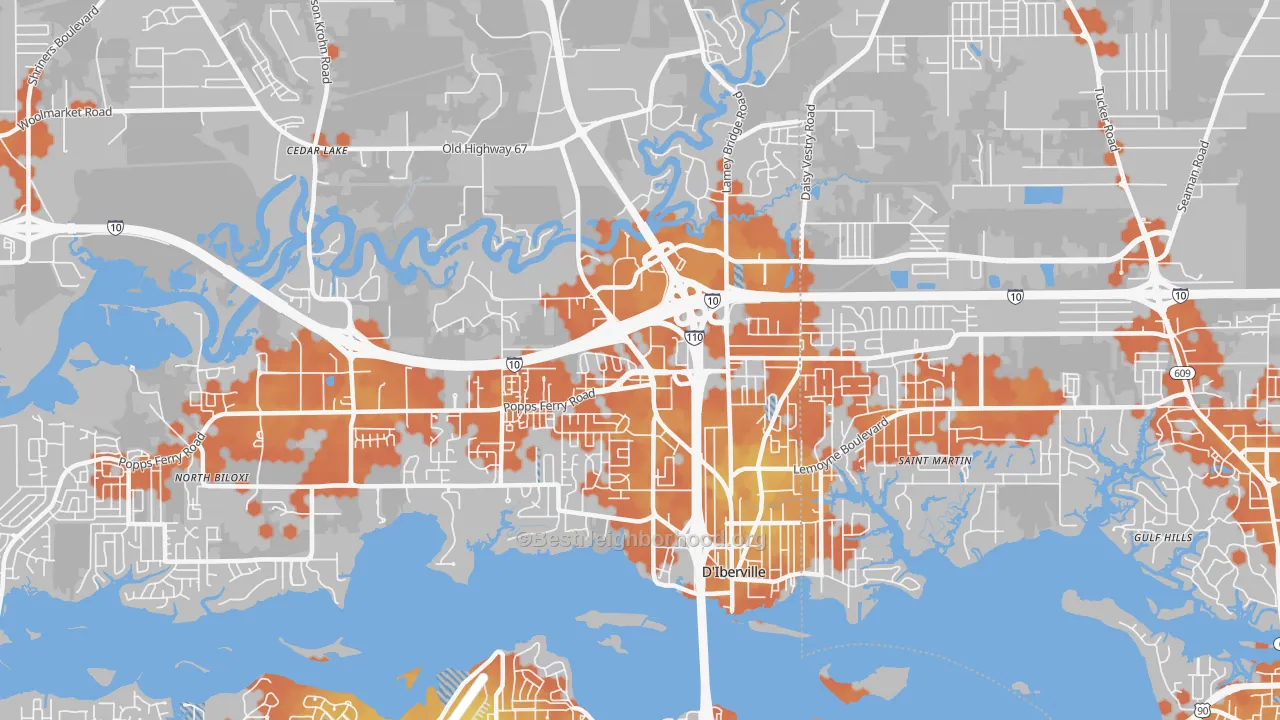 Bike Grade map of 39540, MS