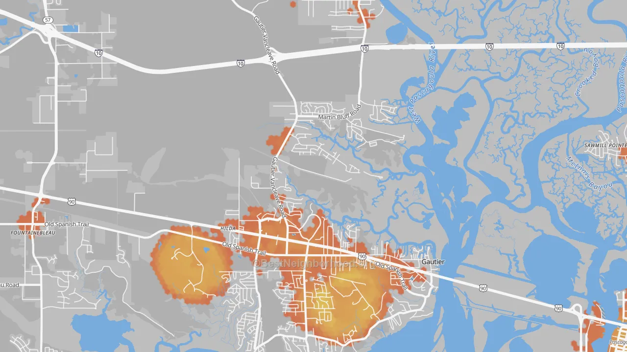 Bike Grade map of 39553, MS
