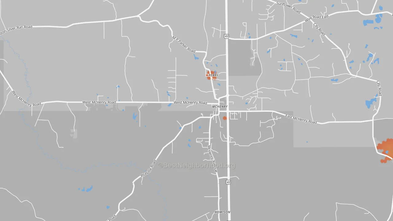 Bike Grade map of 39561, MS