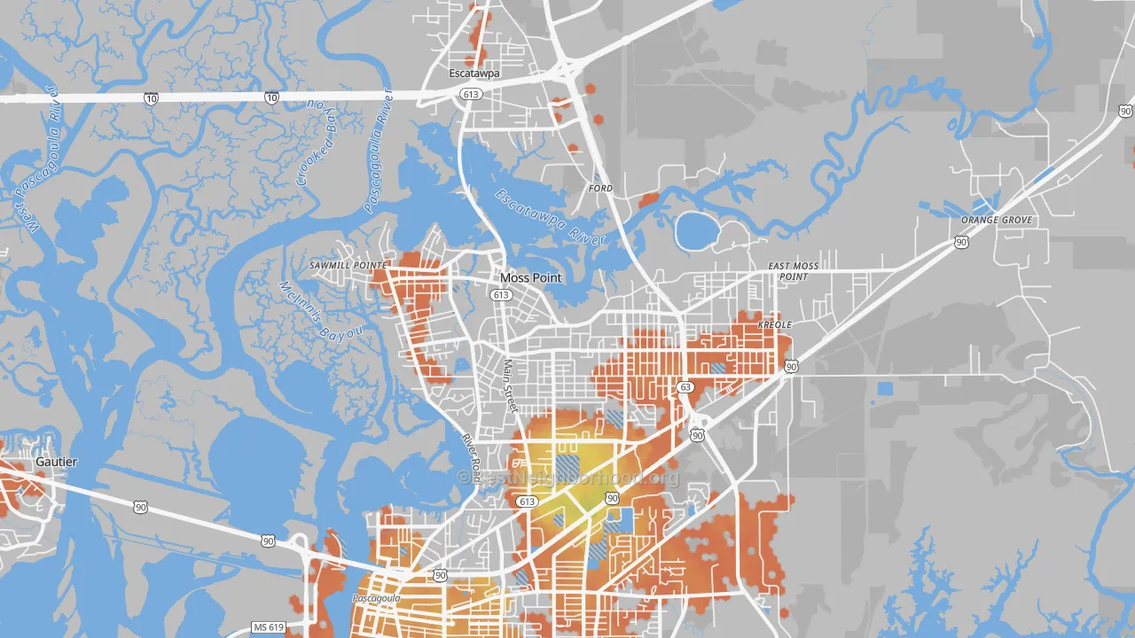 Bike Grade map of 39563, MS