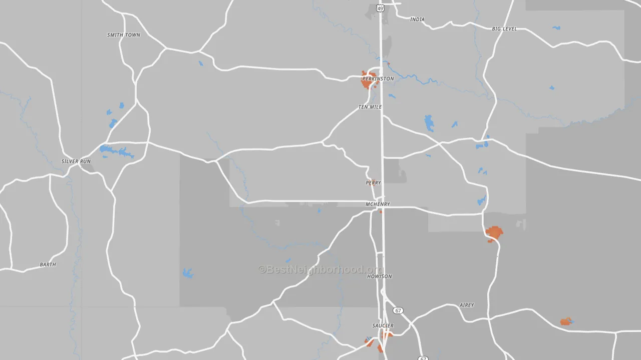 Bike Grade map of 39573, MS