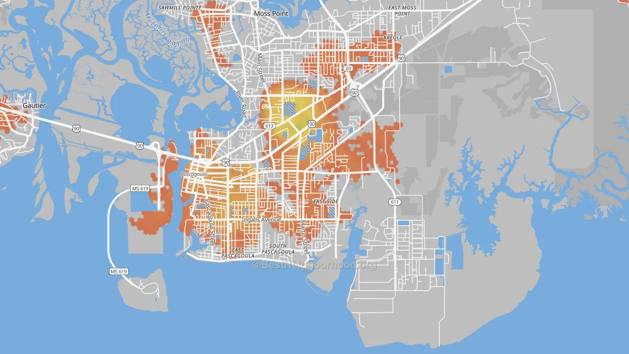 Bike Grade map of 39581, MS