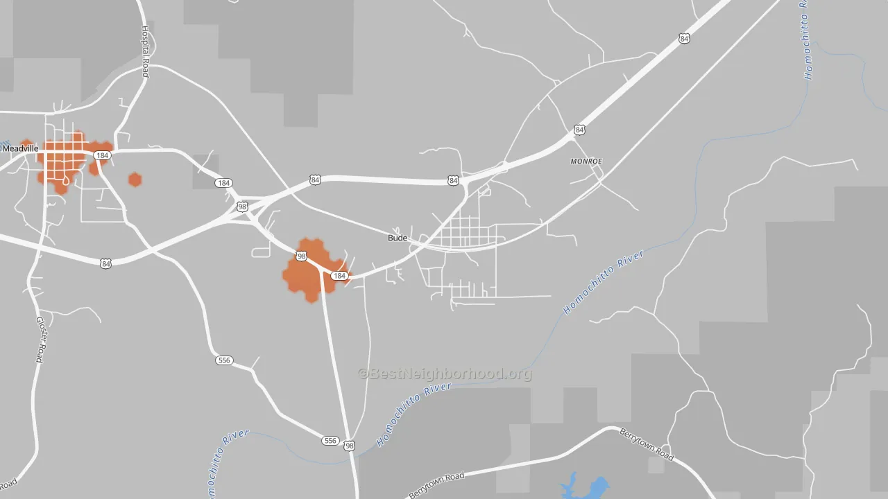 Bike Grade map of 39630, MS