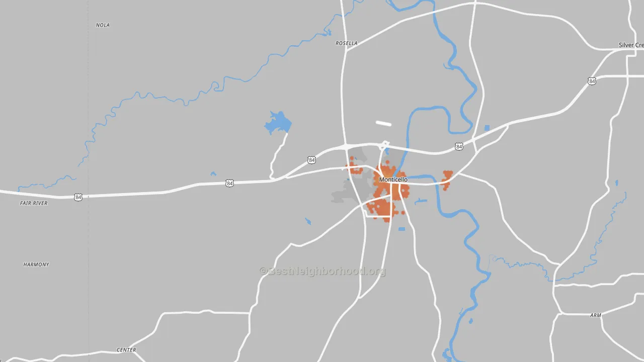 Bike Grade map of 39654, MS