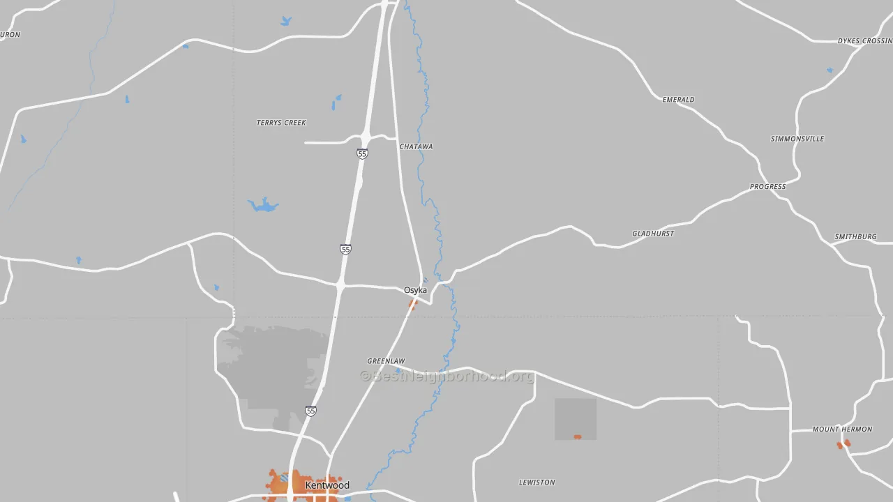 Bike Grade map of 39657, MS