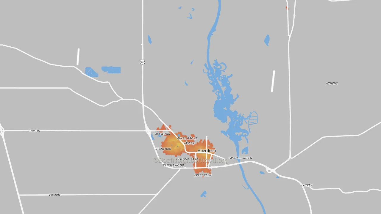 Bike Grade map of 39730, MS