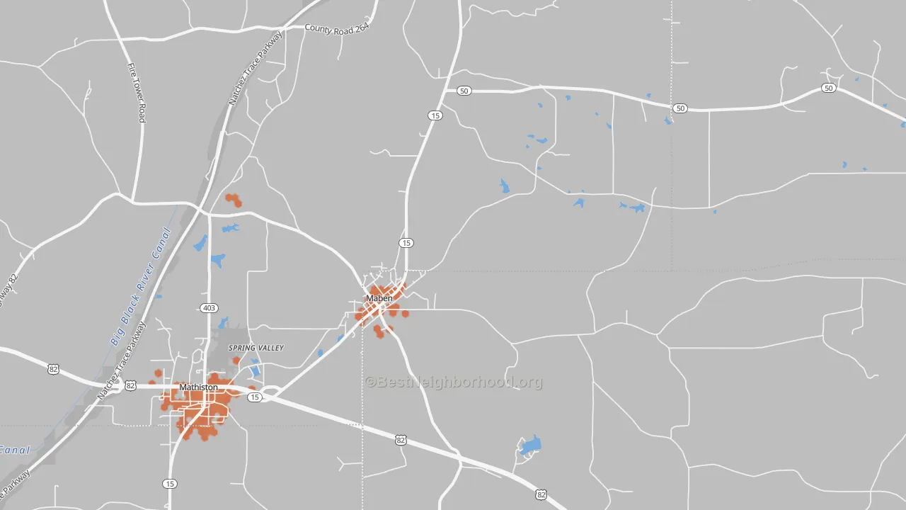 Bike Grade map of 39750, MS
