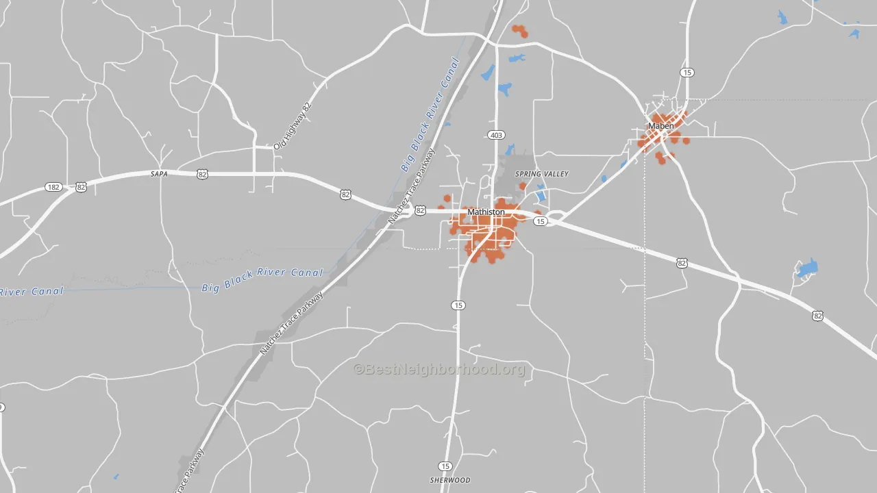 Bike Grade map of 39752, MS