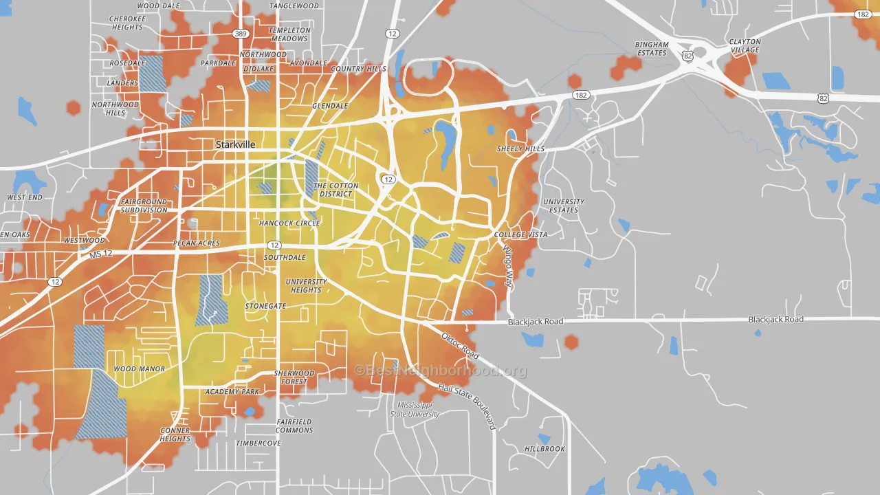 Bike Grade map of 39762, MS