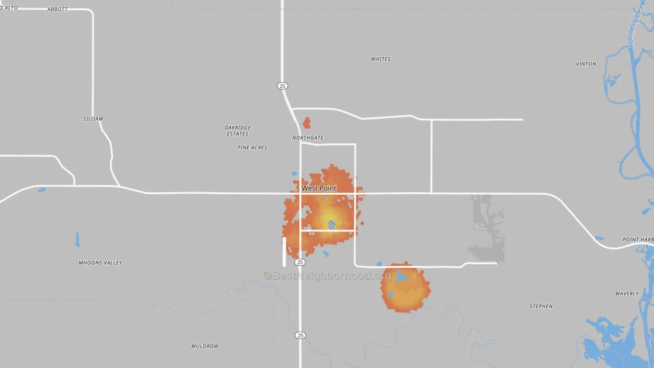 Bike Grade map of 39773, MS
