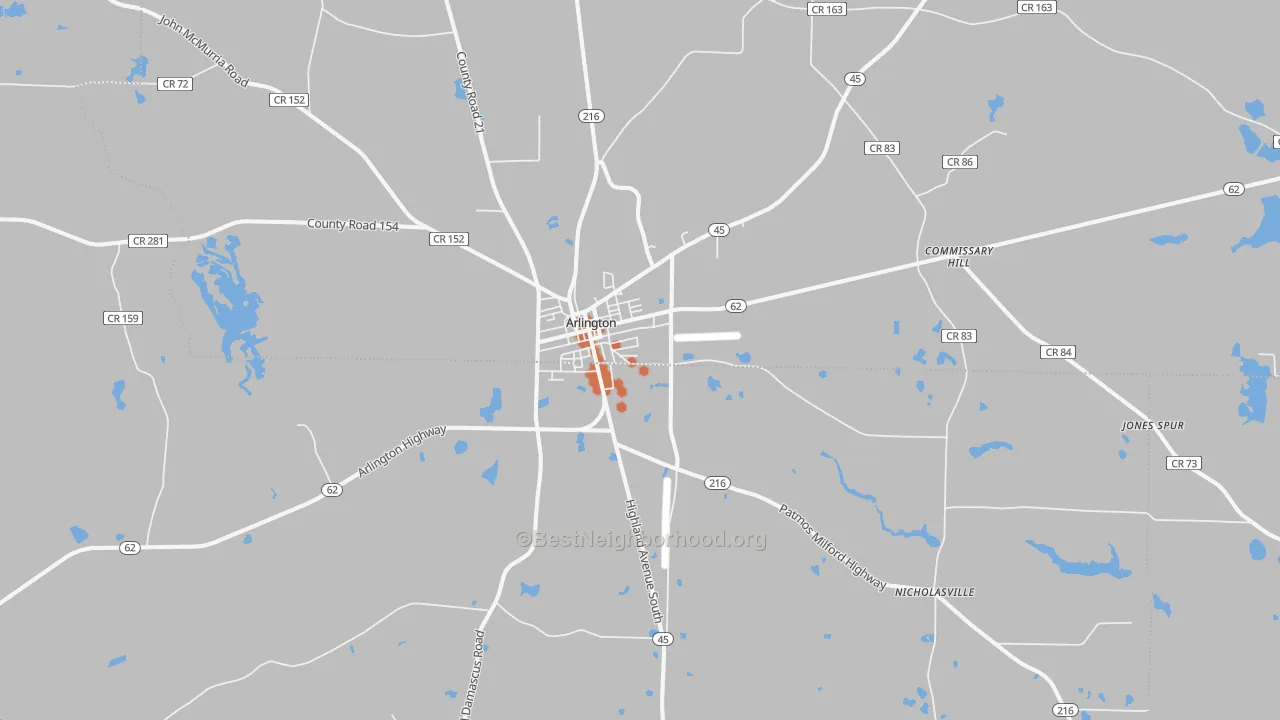 Bike Grade map of 39813, GA