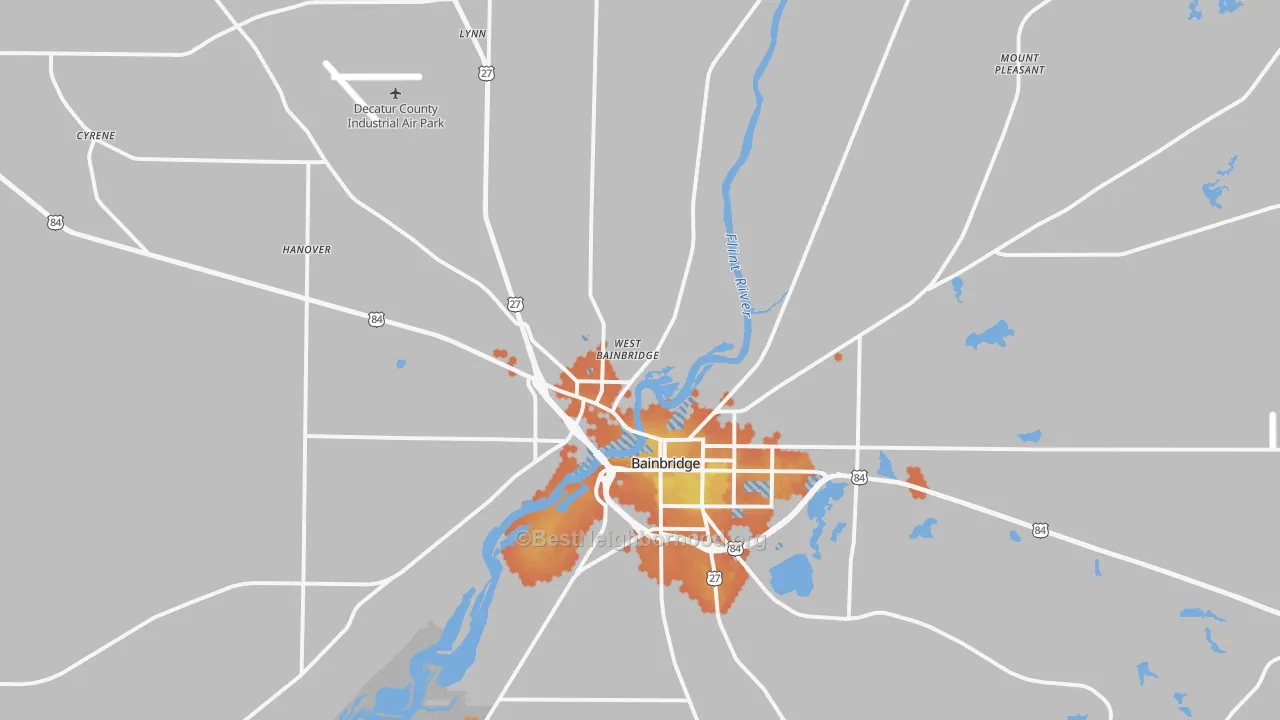 Bike Grade map of 39817, GA