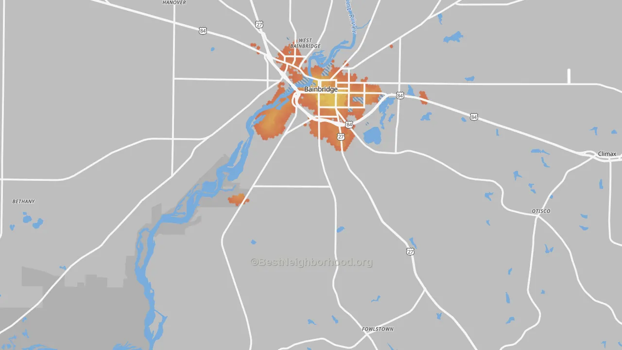 Bike Grade map of 39819, GA