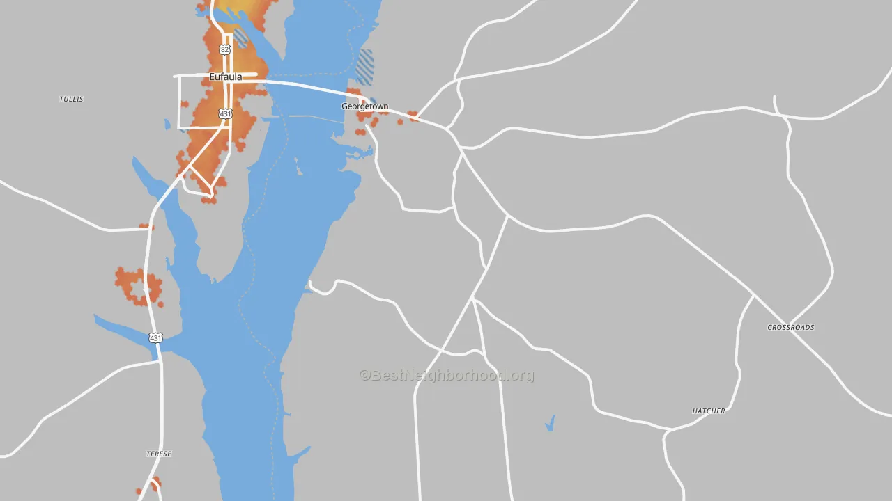Bike Grade map of 39854, GA