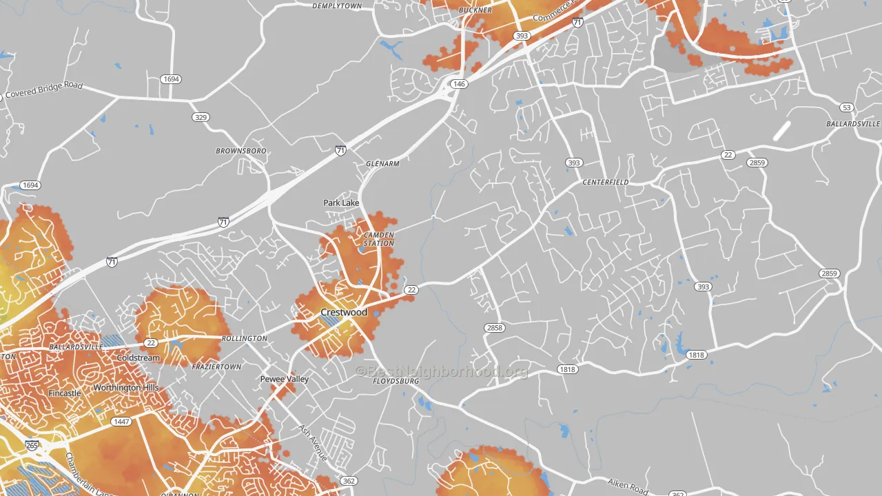 Bike Grade map of 40014, KY