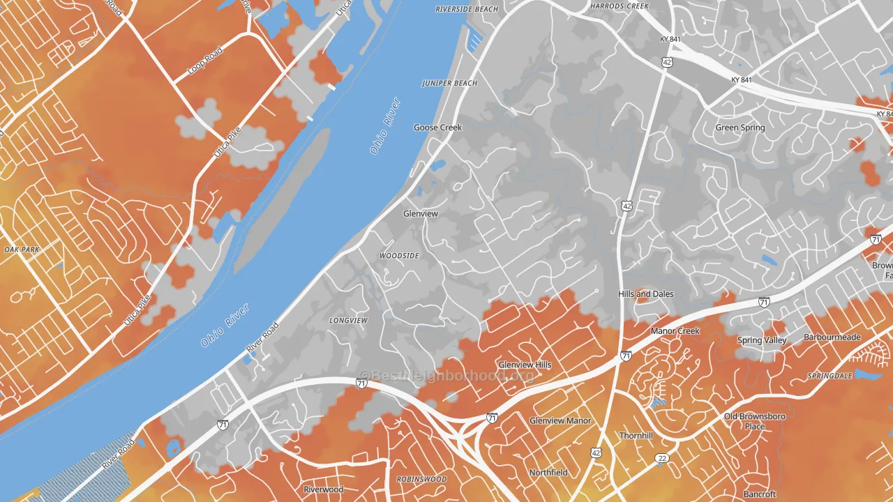 Bike Grade map of 40025, KY