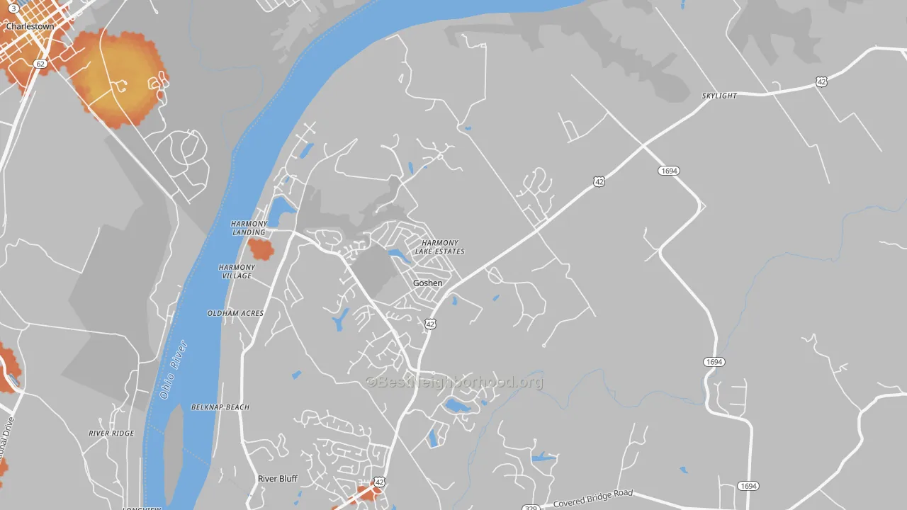Bike Grade map of 40026, KY