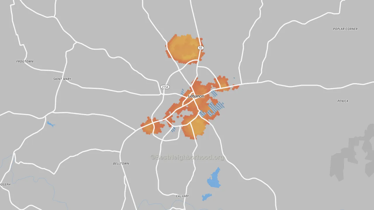 Bike Grade map of 40033, KY