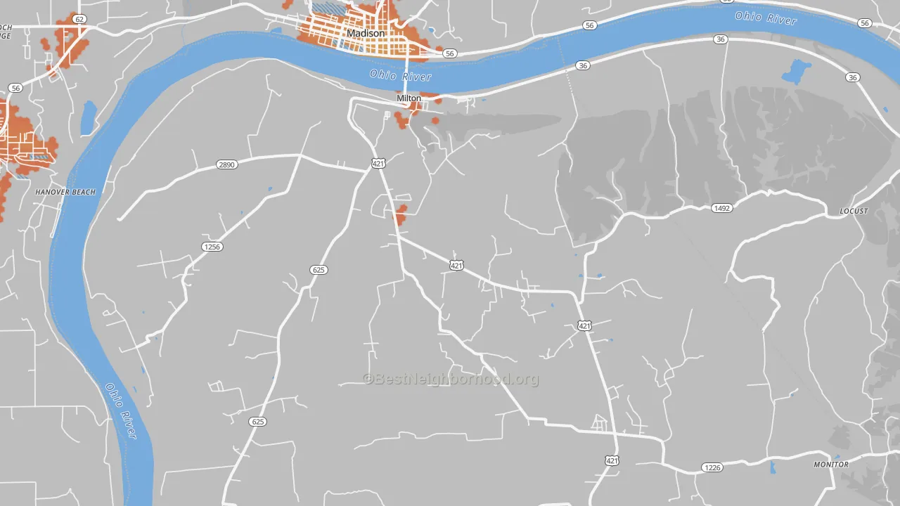 Bike Grade map of 40045, KY